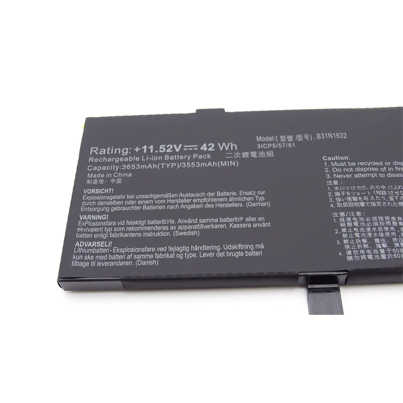 B31N1632 Laptop Battery for ASUS Vivobook 14 X405 X405U X405UA X405UQ X405UR Zenbook S4100U S4100UQ S4200UQ Series 11.52V 42Wh