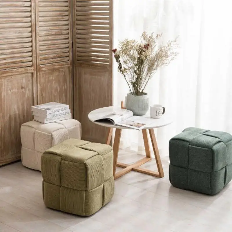 

1Pc Nordic Simple Style Square Small Stool Change Shoes Stool Household Sofa Decoration Comfortable Small Stool