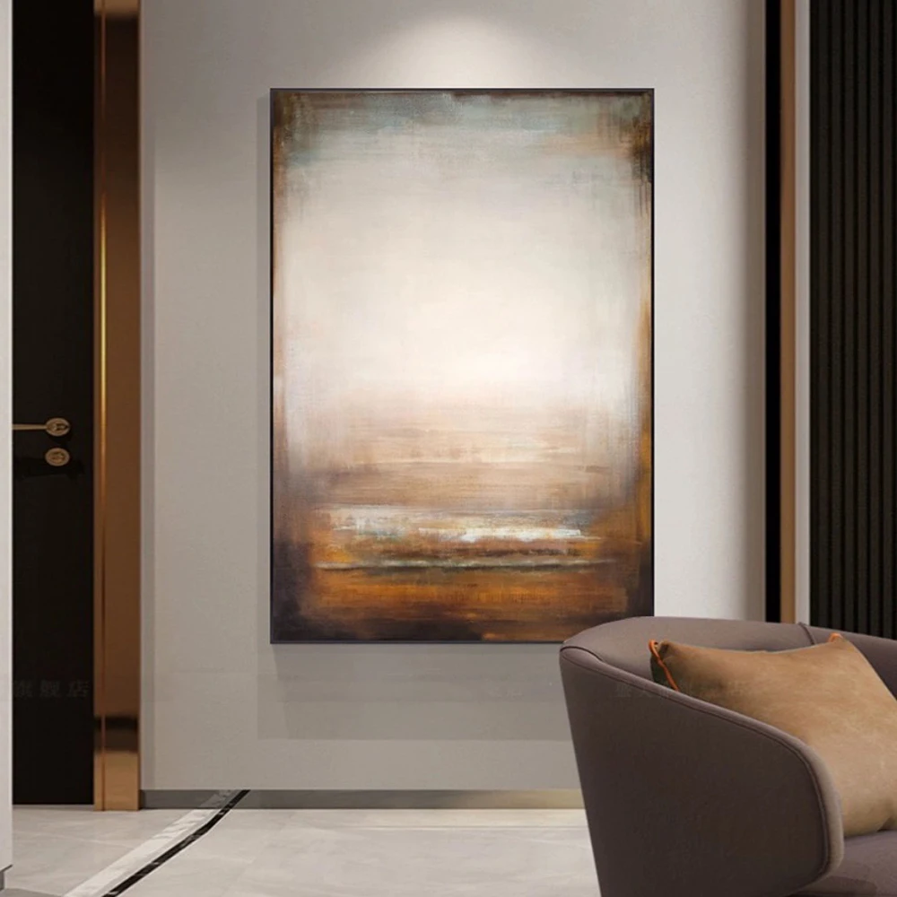 

Large Size Brown Grey Art Painting Modern Home Decor Hand Painted Textured Canvas Painting Modern Abstract Minimalist Wall Art