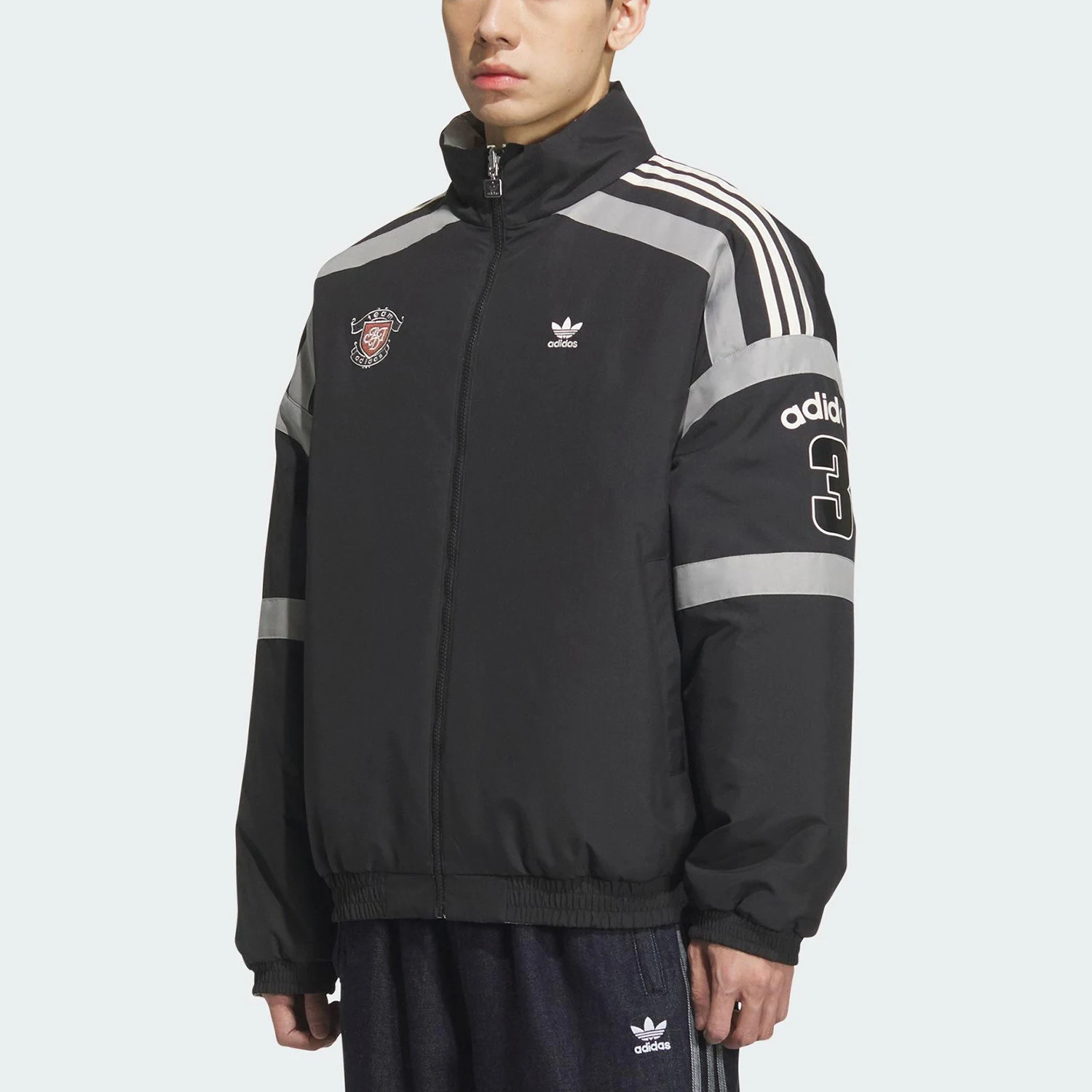 Adidas genuine clover men's double-sided warm standing collar cotton jacket KC0093