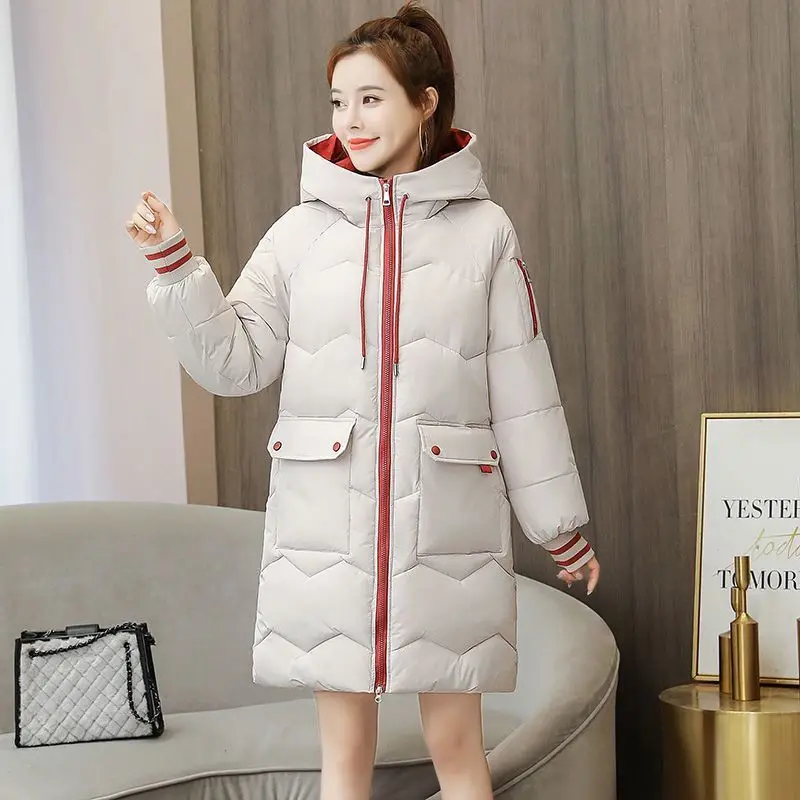 Parkas femininas soltas com capuz, jaqueta acolchoada, casaco grosso de algodão, estilo coreano, outwear feminino, quente, inverno, novo, 2022