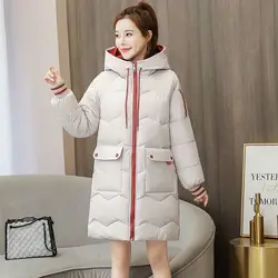 Doudoune rembourrée en coton optique chaud pour femmes, Parkas à capuche coréens, Vêtements d'extérieur pour femmes, Manteau d'hiver, Nouveau, 2024