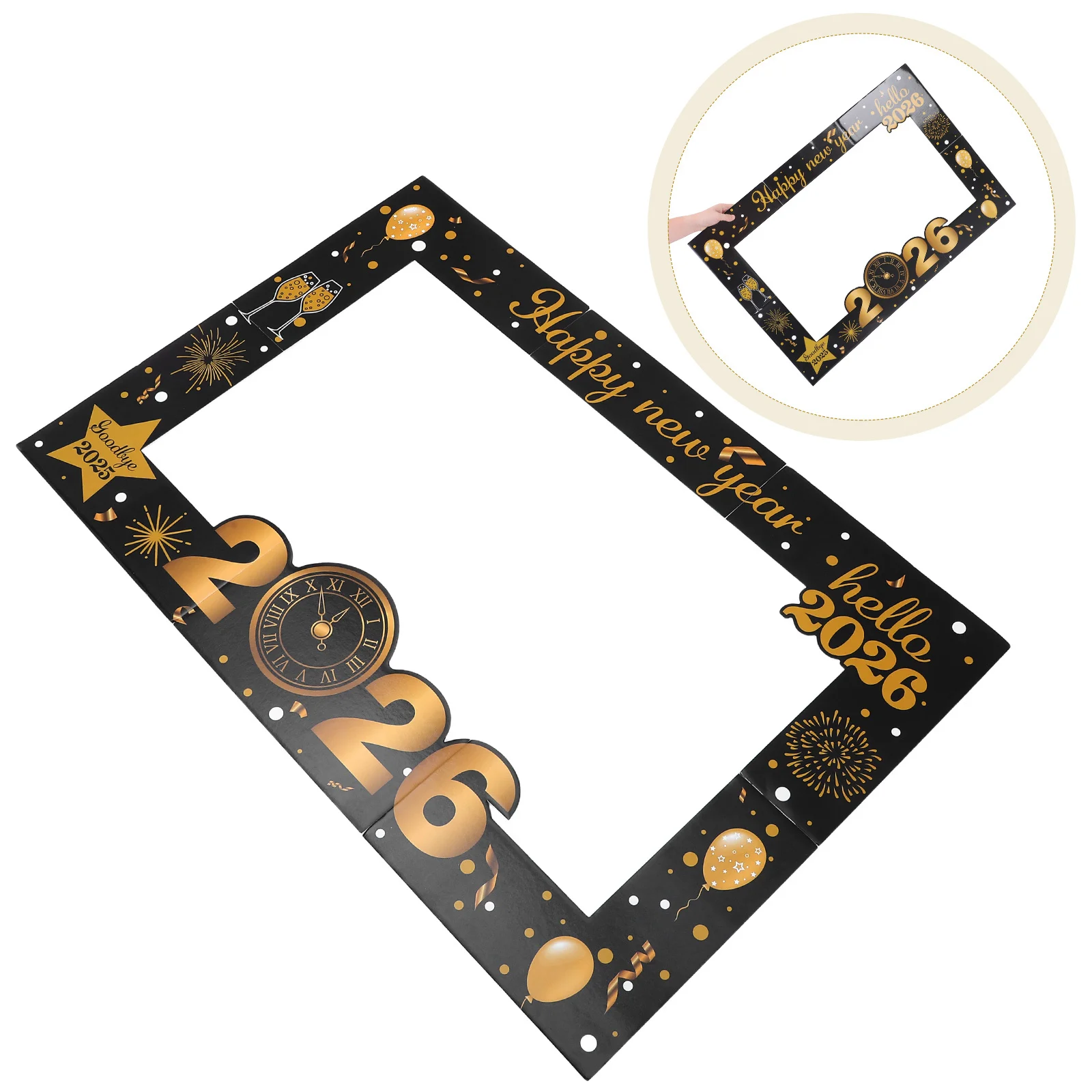 

2026 New Years Party Photo Frame Sturdy Foam Booth Selfie Props Happy New Year Eve Decor 2026 Photo Booth Decorations