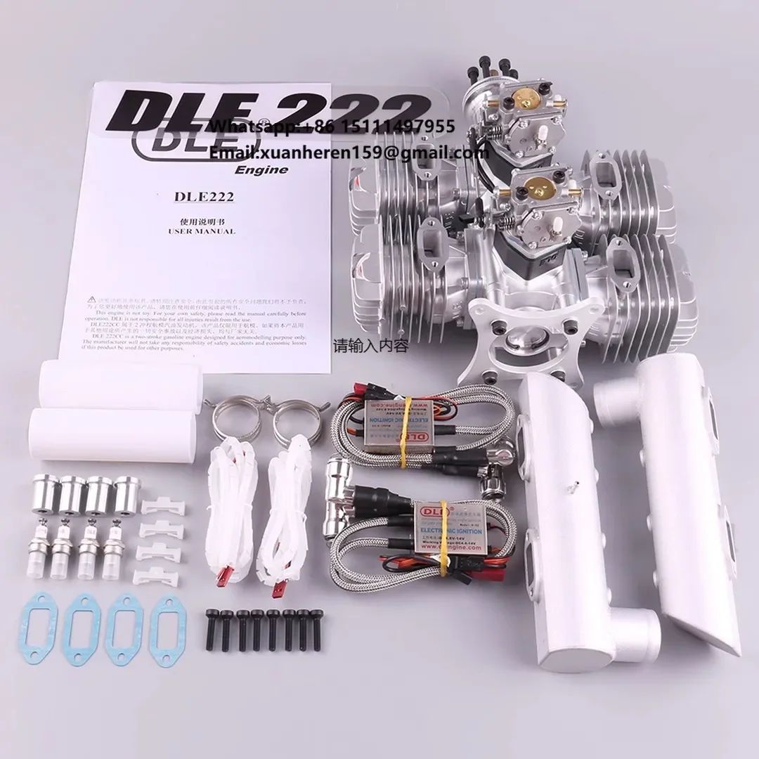 DLE222 Fixed-wing Model Aircraft Engine 220CC Gasline Single Double Cylinder Two Stroke Side Exhaust Natural Wind Cooling