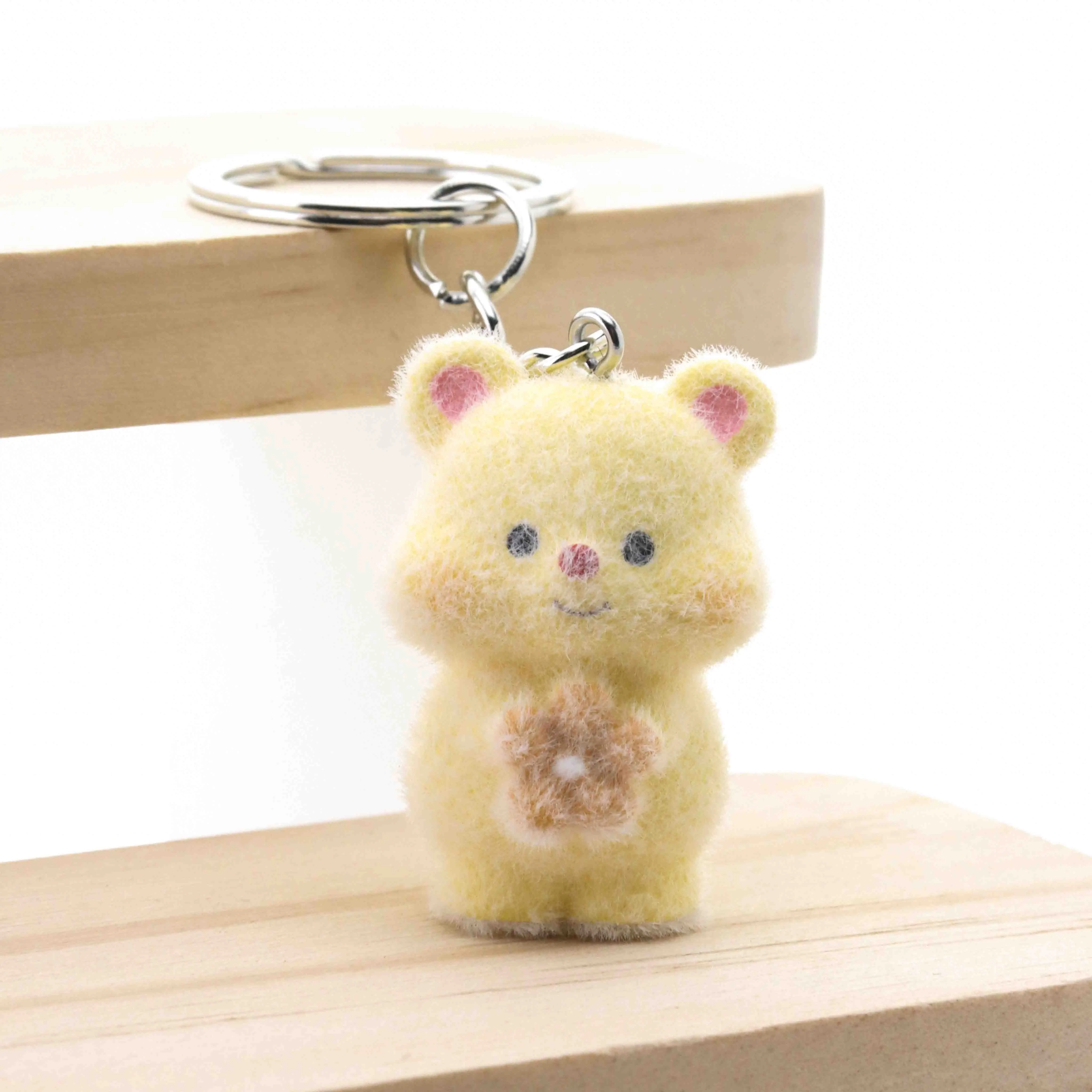 1pcs Resin Flocking Charms Bear Keychain For Jewelry Making Can Be Given To Friends To Decorate School Bags And Car Pendants