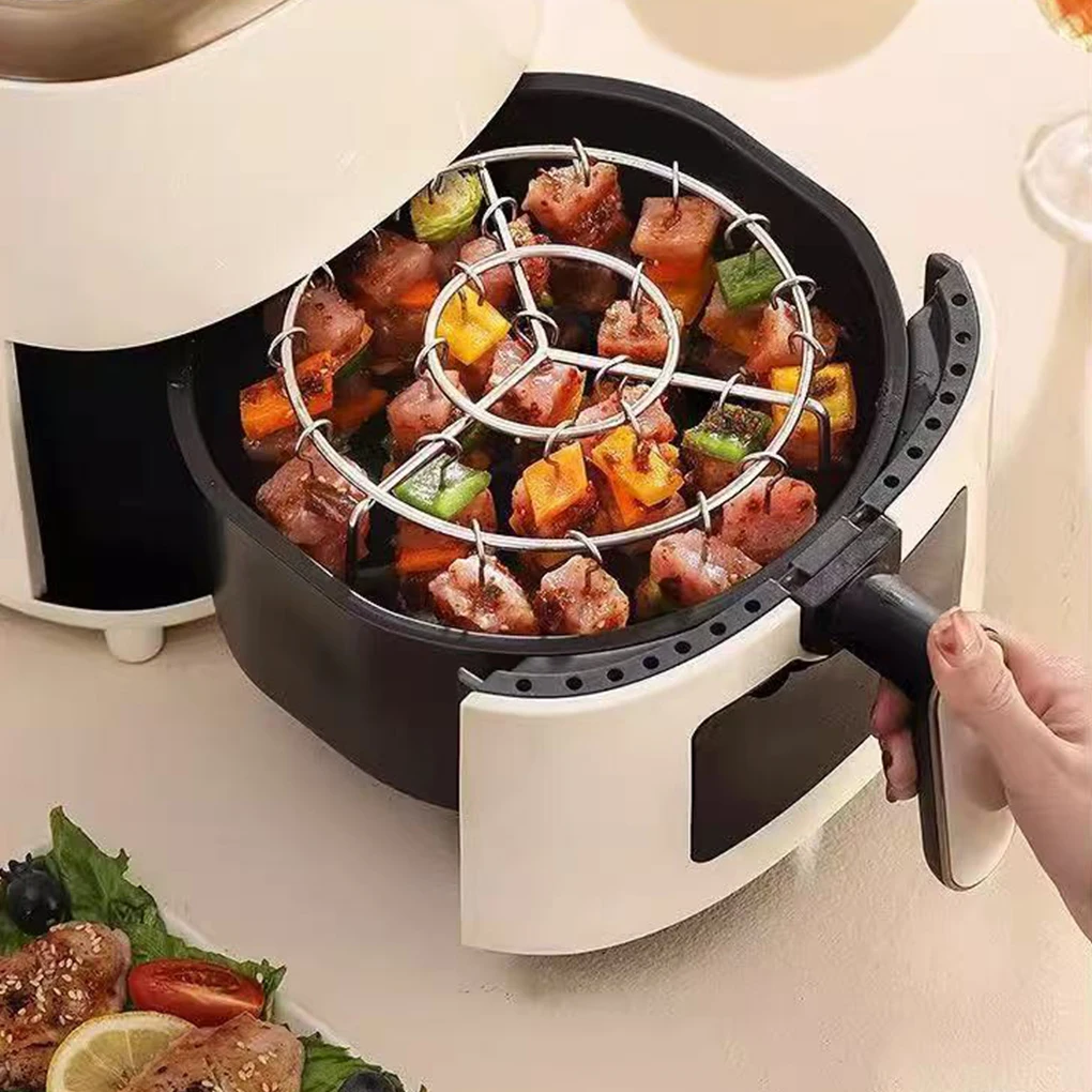New Air Fryer Stainless Steel Vertical Grill Rack Detachable String Grill Vertical Barbecue Skewer Bracket 24/36 Baking Needle view 5
