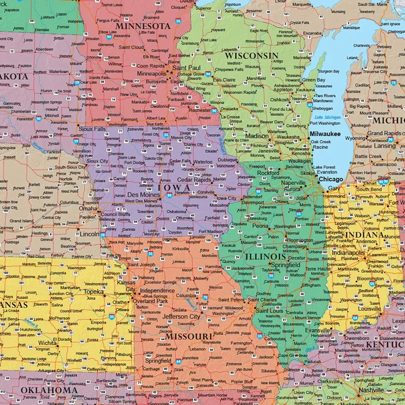 84*59cm mapa United State w języku angielskim włóknina na płótnie malarstwo ścienne plakat artystyczny i druk pokój Home Decor artykuły biurowe