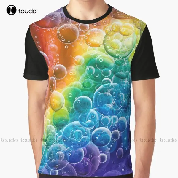 Rainbow Bubbles Graphic T-Shirt Custom Aldult Teen Unisex Digital Printing Tee Shirts Funny Art Streetwear Cartoon Tee Xs-5Xl