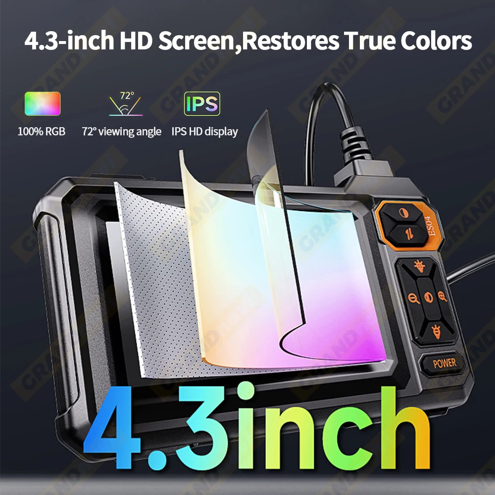 Industrial Endoscope Camera 4.3inch Screen 8mm 8 LED Single Lens Inspection Borescope Camera IP67 Waterproof for Car Pipe