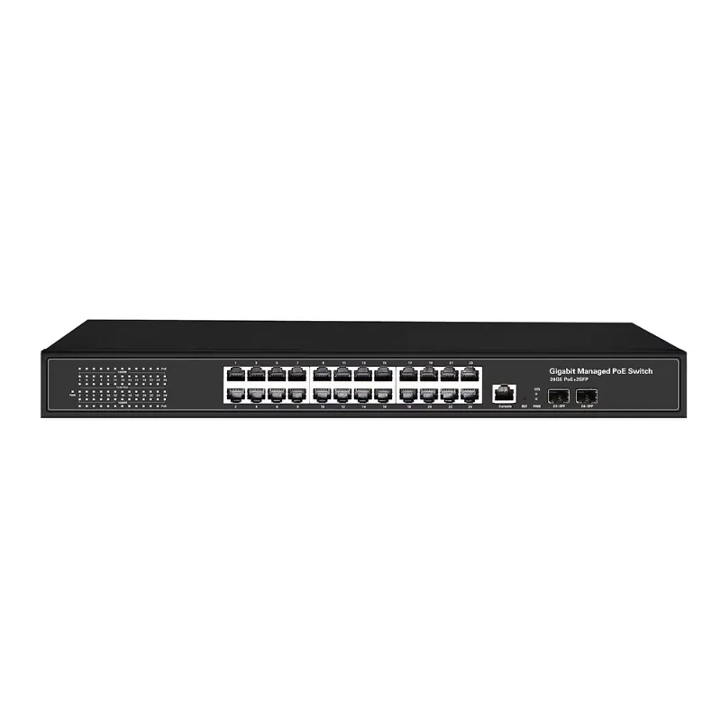 

Коммутатор Ethernet PoE с 24 портами Full Gigabit, 2 оптоволоконными SFP-портами uplink, встроенным блоком питания 300W/400W, форм-фактор 1U, управляемый, уровень 2, OEM/ODM от производителя