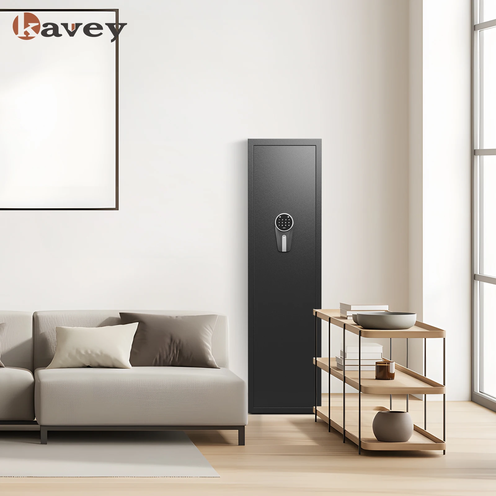 Kavey 3-5 Larger and Deeper Gun Safe with Silent Mode, Alarm System, Removable Shelf and Adjustable Gun Slots