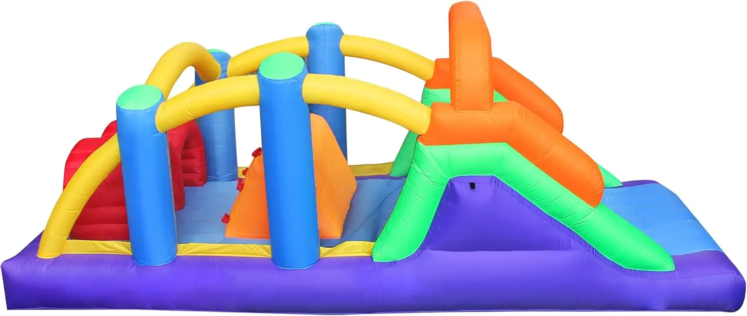 Château gonflable de maison de rebond de cours d'obstacles avec grandes diapositives zone de rebond et obstacles maison gonflable de videur avec le ventilateur