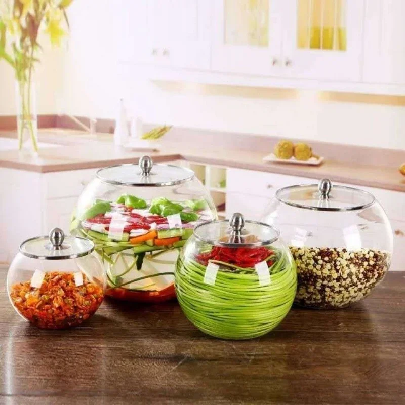 Large Capacity Glass Storage Jars Thickened Pickle Containers Kitchen Storage with Multifunctional Lid Safe Food Preservation