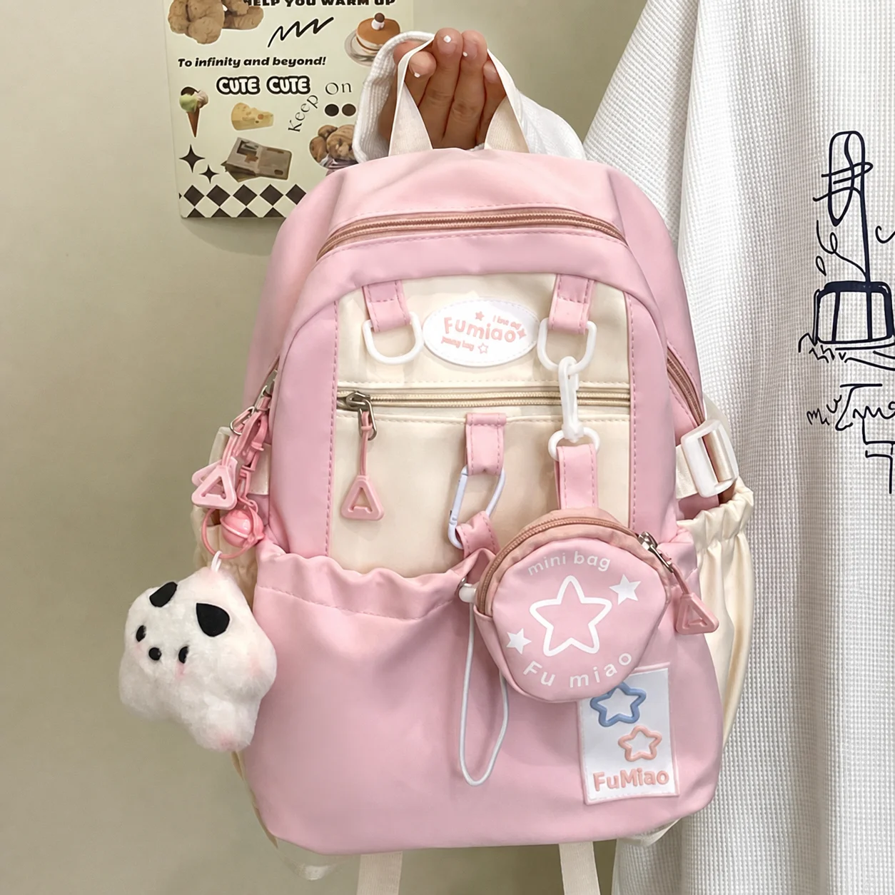 Oxford Cloth Backpack Star Patterned Small Daypack Girls Backpack Small Star Pattern Backpack For Outing Short Trip Daily School