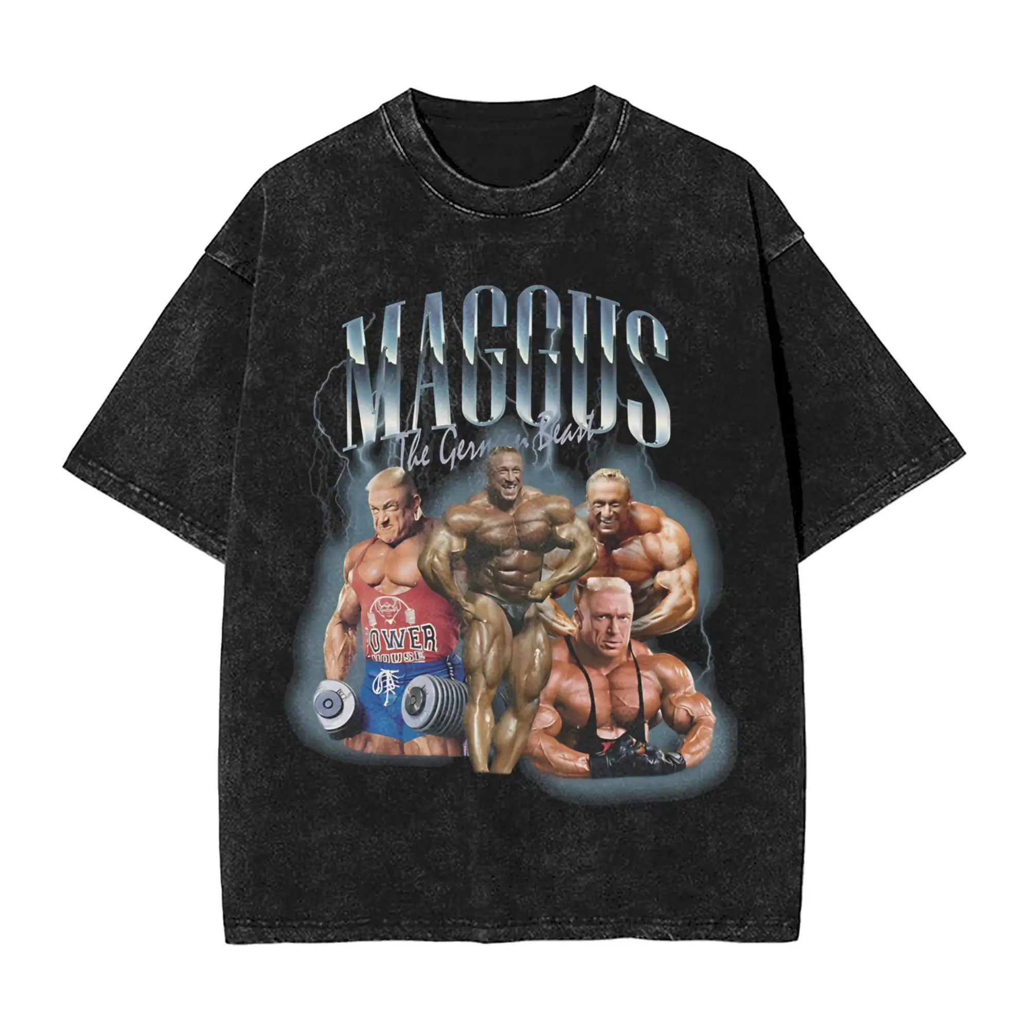 

Футболка Magdls The German Beast Power Wolf, винтажная черная хлопковая футболка, летняя уличная одежда 2026, мужская повседневная футболка оверсайз