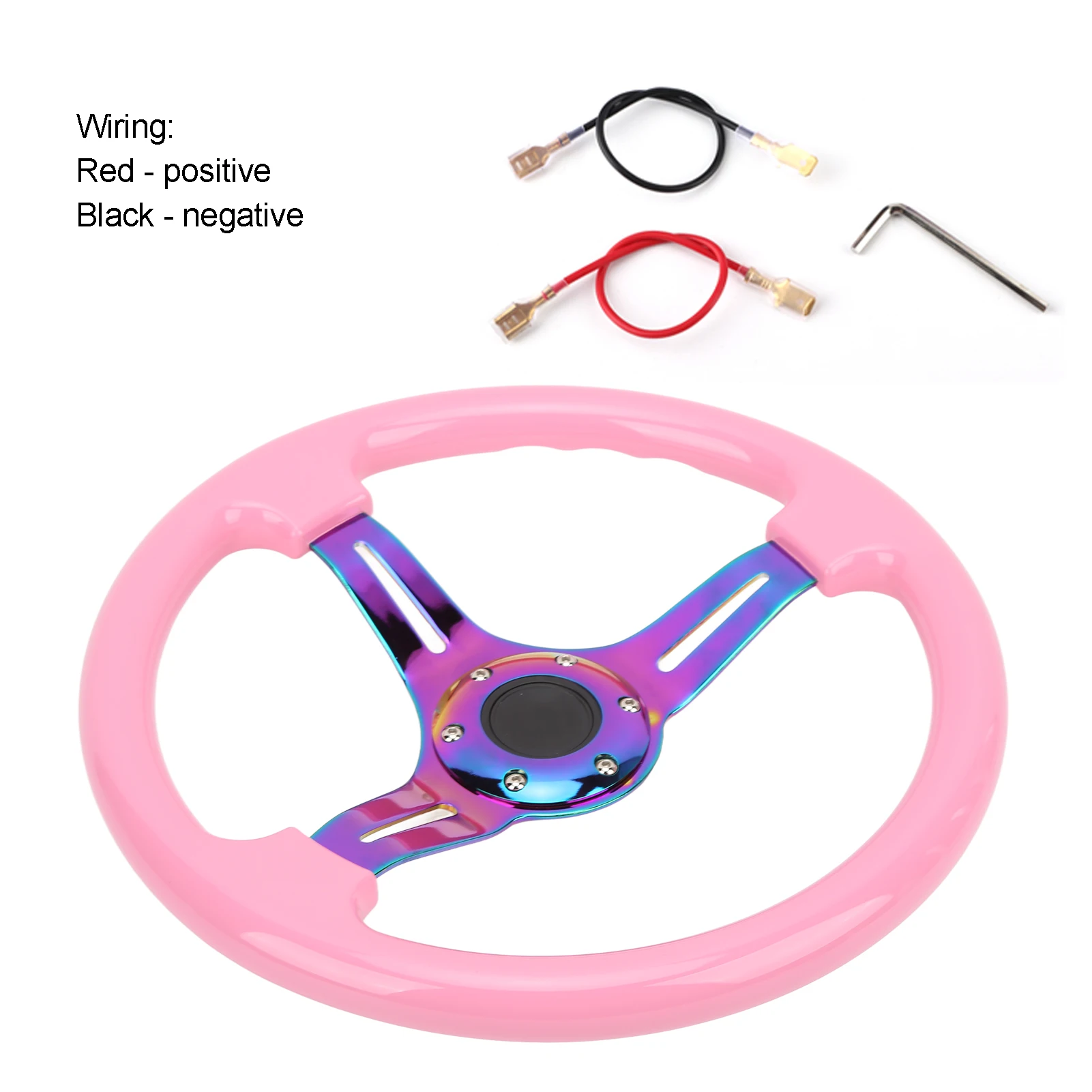 350mm/14in ABS steering wheel pink 6-hole universal racing steering wheel car modification electroplating color bracket pink