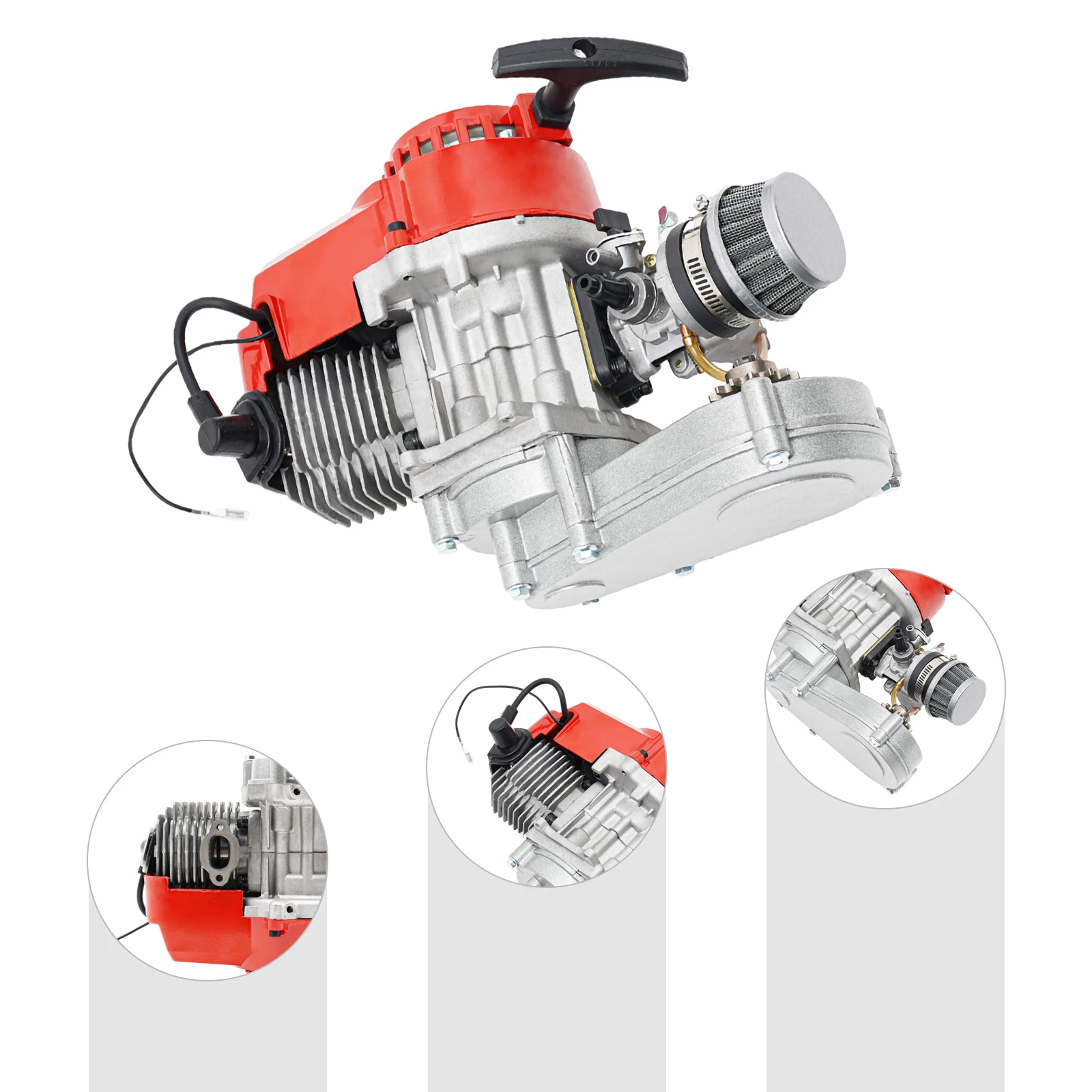 49cc 2-Stroke Motor Engine, Air-Cooled, CVT Gearbox, Max Power 1.9kW/7000rpm, for Scooters & Go-Karts