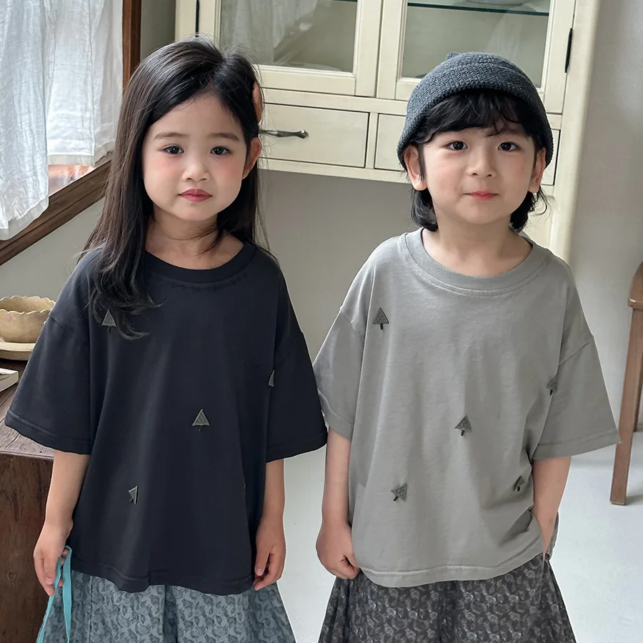 roupas-infantis-camiseta-solta-para-criancas-nova-2026-camiseta-de-algodao-de-manga-curta-simples-para-meninos-e-meninas