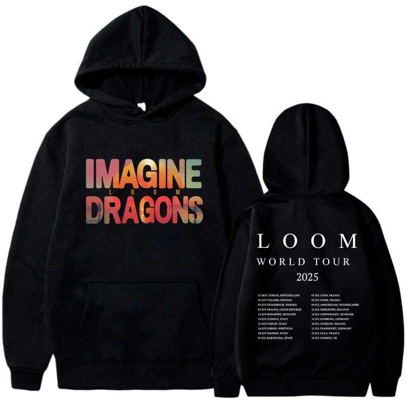 

Rock Band Imagine Dragons Loom World Tour Hoodies Men Fashion Hip Hop Street Oversized Hooded Sweatshirts Cotton Fleece Pullover