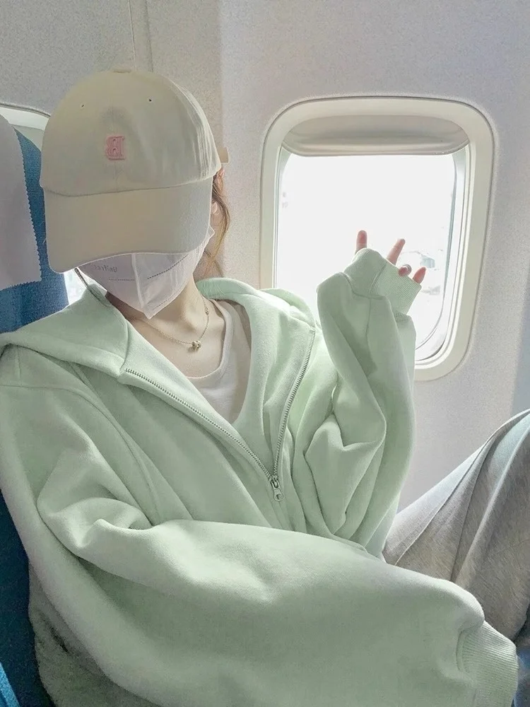 

Женский кардиган на молнии с капюшоном, свободный крой оверсайз, весна-осень-зима, новинка, модный ленивый стиль, толстовка с длинными рукавами