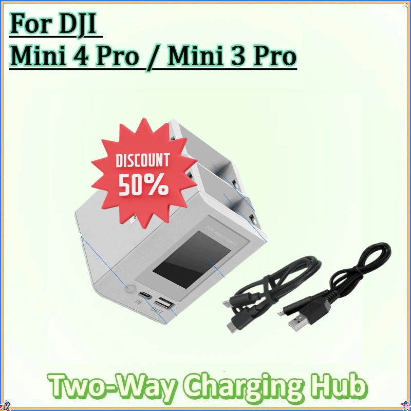 

New for DJI Mini 4 Pro Mini 3 Pro Accessory Series Two-Way Charging Hub Dual Batteries Rapid Charging Mini 4 Pro Battery Charger