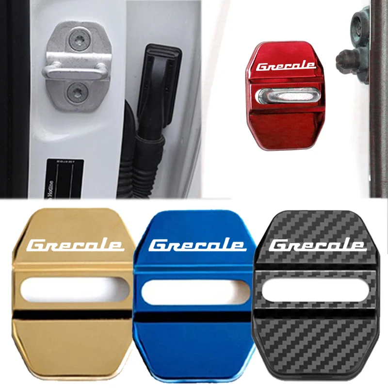 4pcs Car Accessories for Maserati GRECALE Badge Logo Stainless Steel Door Lock Cover Protect Emblem Case Sticker Decals Styling