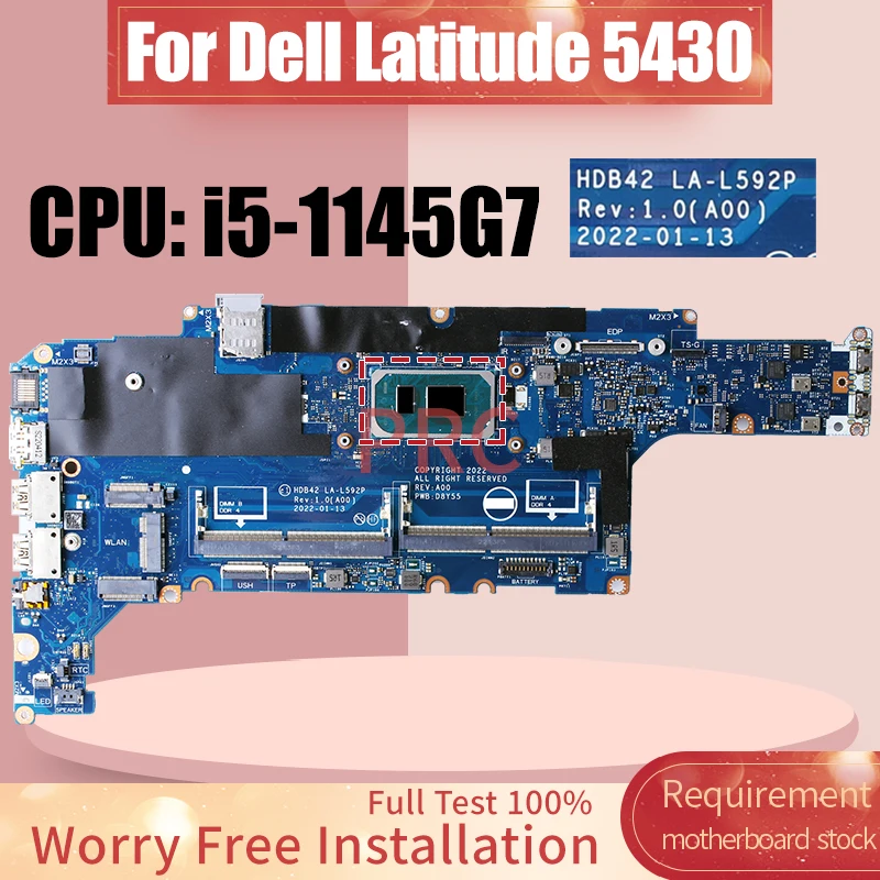 

HDB42 LA-L592P For Dell Latitude 5430 Laptop Motherboard i5-1145G7 071H1D Notebook Mainboard