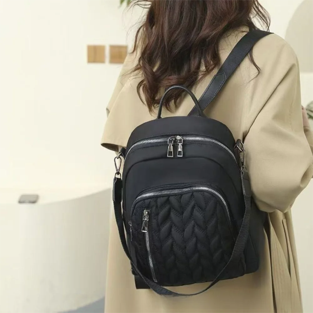

Durable Quilted Women Backpack Casual Large Capacity School Bag Multifunctional Shoulder Bag Travel