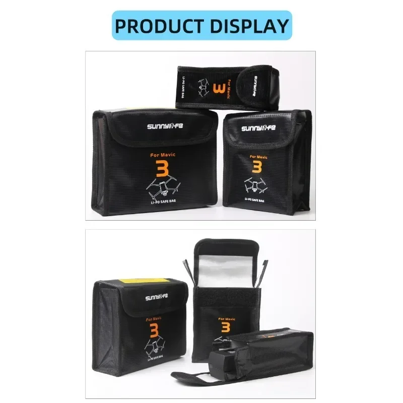 

Battery Safe Bag Fireproof Safety Charging Storage Bag Compatible with DJI 3 Pro Classic RC Drone
