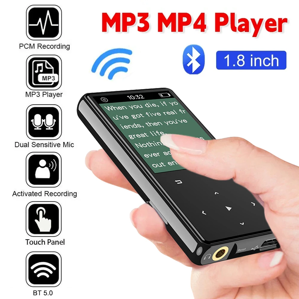 

MP3 MP4 плеер 8 Гб спортивный MP3-плеер Bluetooth-совместимый 5,0 встроенная магнитола запись для спортзала кемпинга спорта