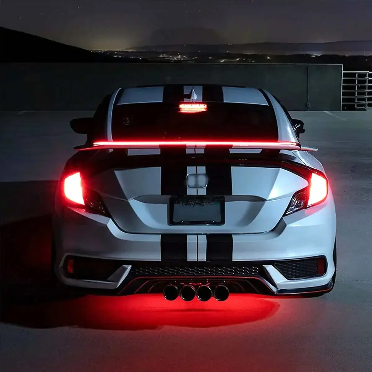 Universal 120CM LED Spoiler Gloss Black Car Trunk Lip Spoiler Rear Tail Wing Turn Signal Brake Lamp Exterior Parts Exterior Part