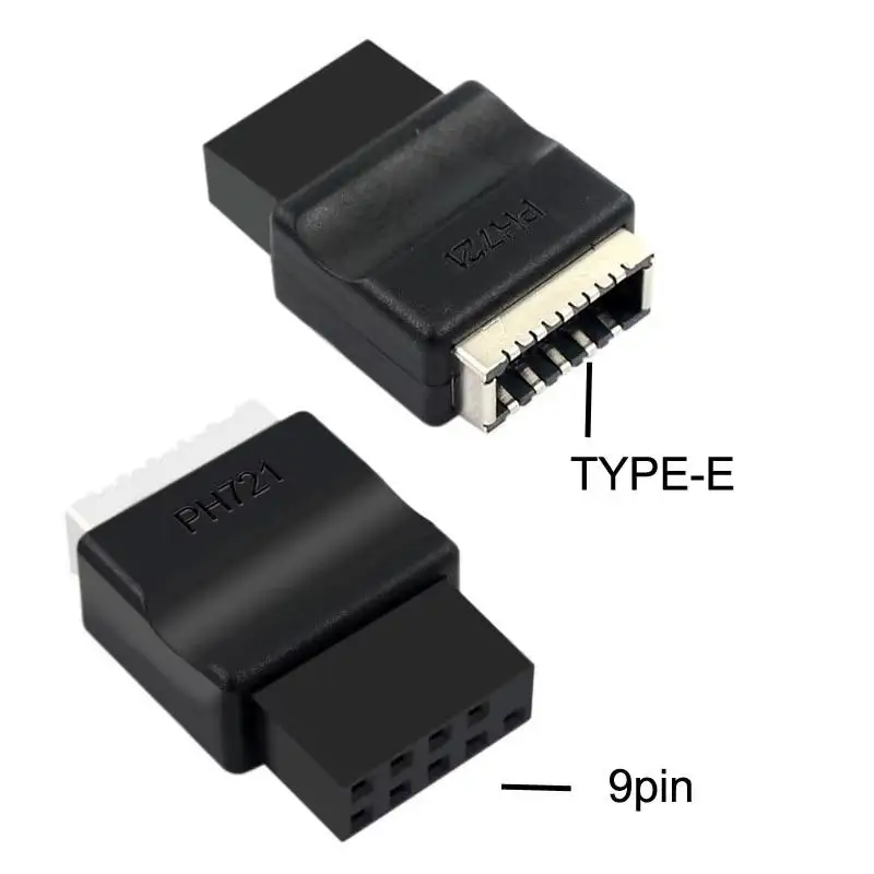 Motherboard USB 2.0 9-Pin to Type-E Female Adapter Durable ABS Material Front Panel Header for Home Desktop PC DIY
