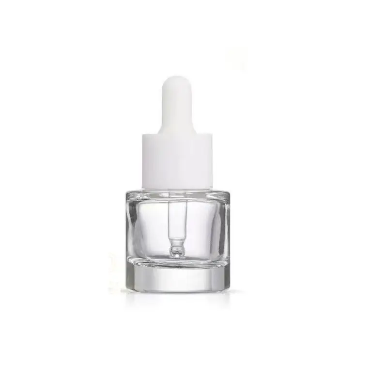 15ml Round Clear Glass Serum Dropper Bottle with white gold silver cap for serum perfume ni466