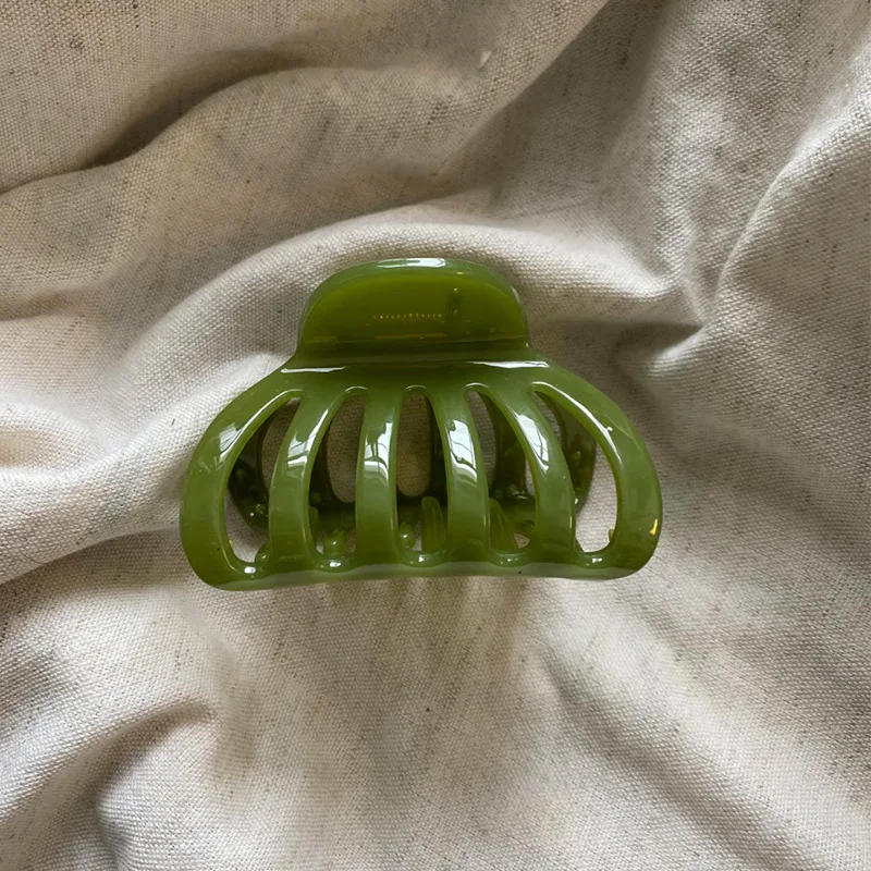 2pcs Vintage Hollow Green Pumpkin Geometric Ellipse Hair Claws Clip Ponytail Holder Hairpins Elegant Hair Accessories Headwear view 5