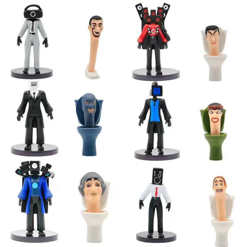 5/6/8/10/12pcs A Set Skibidi Toilet Figures Toy Game Closestool TV Man Camera Man Action Figure Collection Model Doll Kids Gift