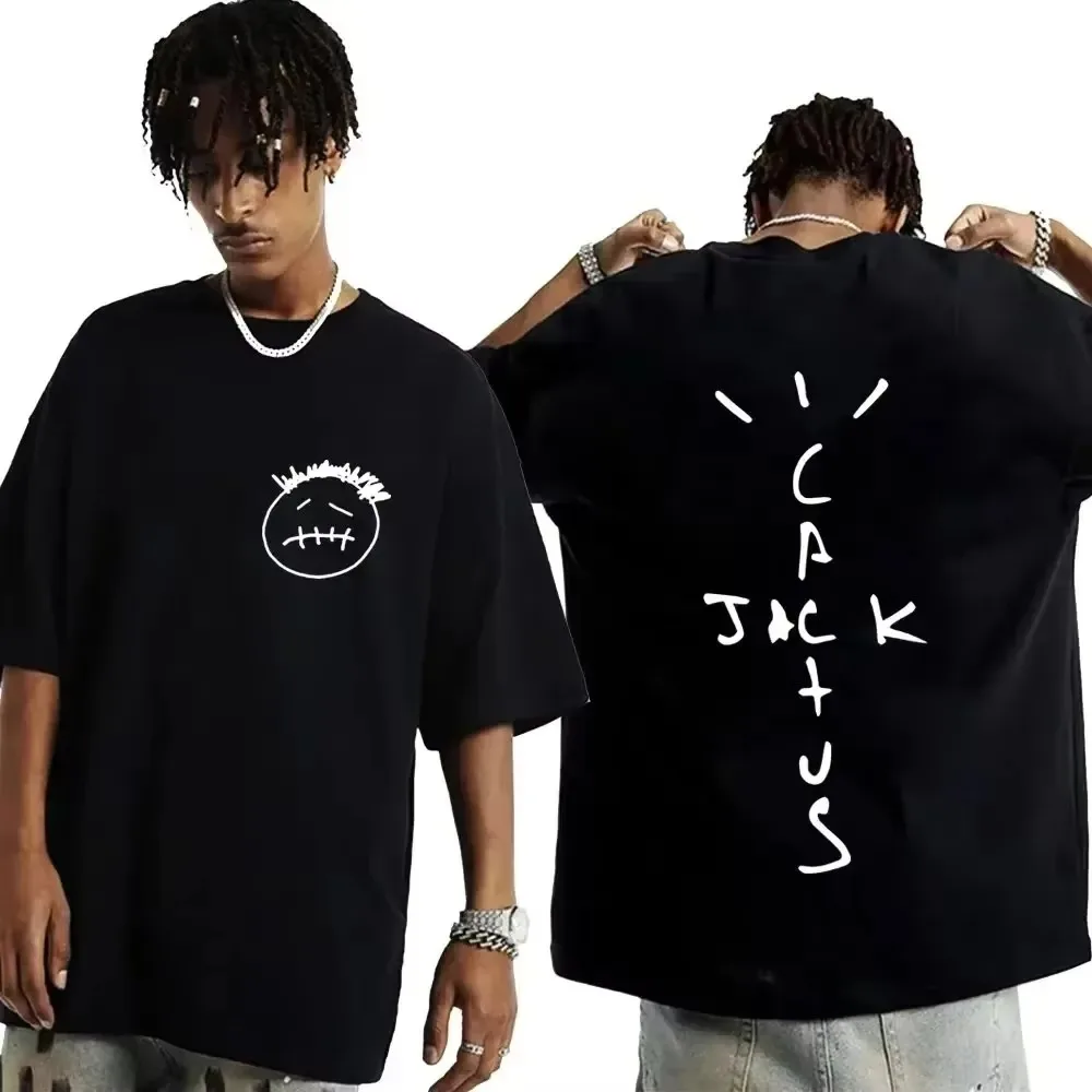

motorcycle 2025 Rapper Cactus Jack Music Album T Shirts Men Women Fashion Hip Hop T Shirt 100% Cotton Short Sleeve T-shirt