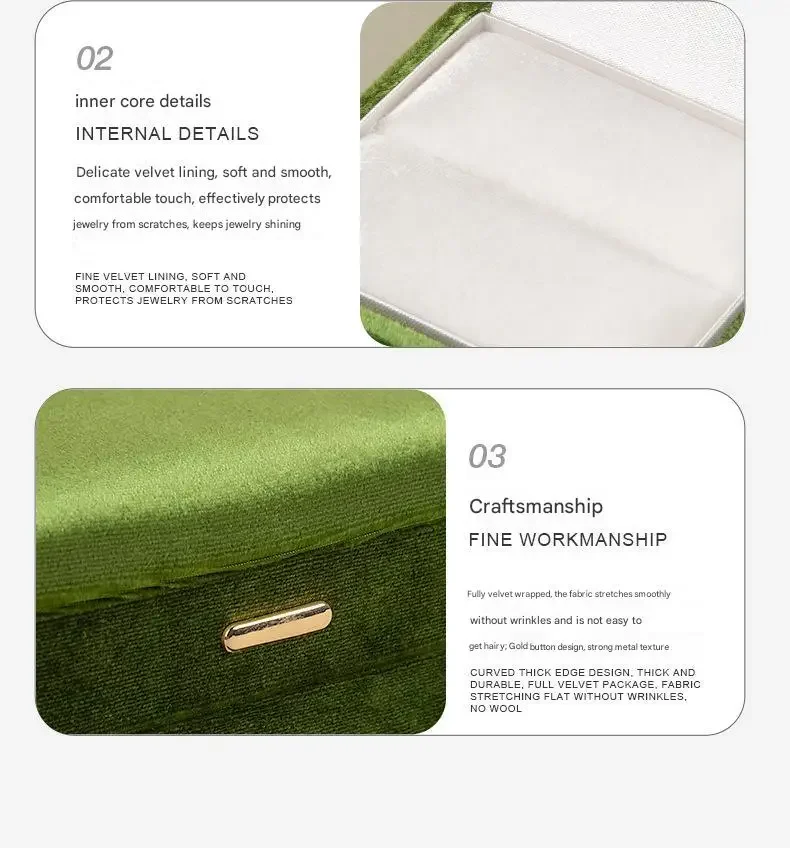 High End Rounded Edge Velvet Jewelry Storage Box with Multi Compartments for Earrings Rings Bracelets Necklaces Organizer Gift