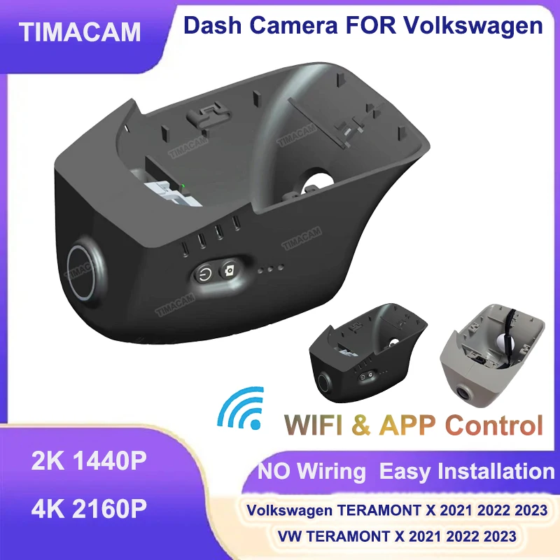TIMACAM for Volkswagen VW TERAMONT X 2021 2022 2023 Dash Cam Front Rear Camera DVR 2K 4K 2160P Wifi Plug and Play Video Recorder