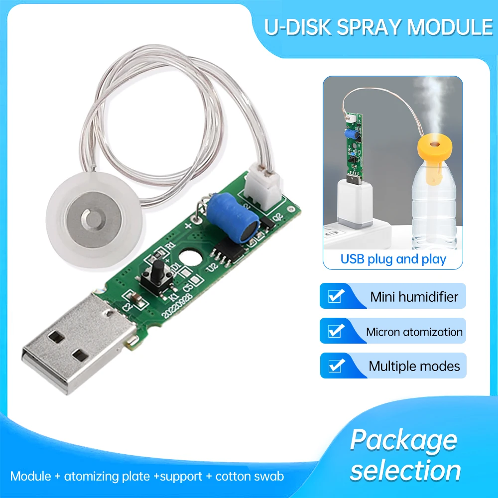 USB 5V 1.5-2W Ultrasonic Atomizing Humidifier Module Automatic Power-off DIY Moisturizing Transducer Mist Maker Atomize kit