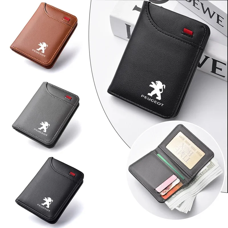 

Men's PU Leather Car Interior Wallet for Peugeot 3008 2008 207 208 Slim Driver License Card Holder Coin Purse Auto Accessories