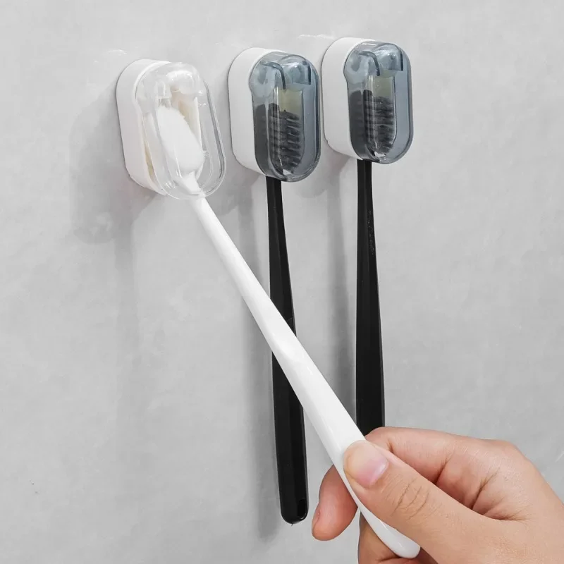 6/1pcs Wall Mounted Toothbrush Holder Dust-free Toothbrush Protective Case Cap Bathroom Storage Rack Space Saving Home Organizer