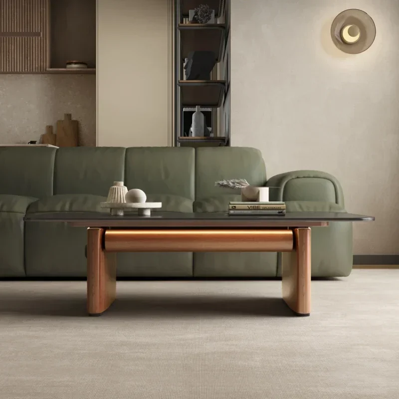 Wabi-sabi multi-functional coffee table living room household small apartment designer Japanese-style low table tea walnut