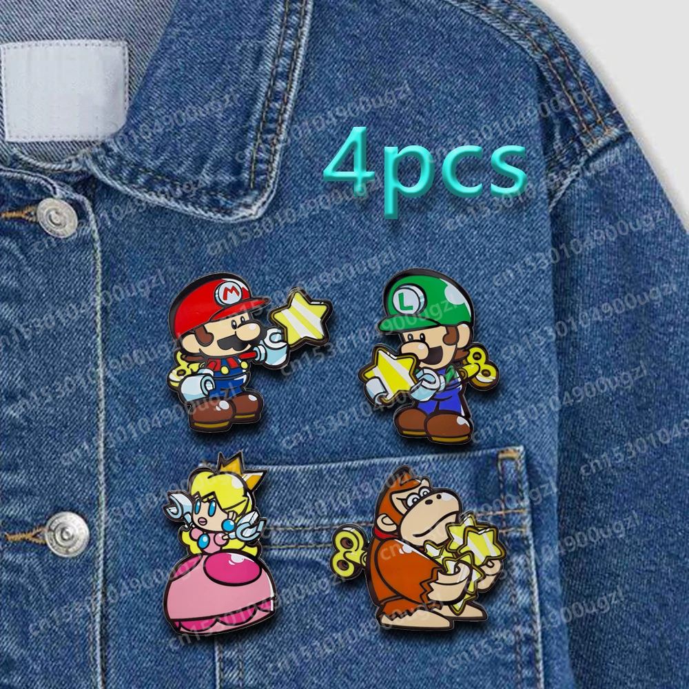 Cute Marios Game Badge Denim Lapel Enamel Pins Delicate Cartoon Character Brothers Metal Brooch Clothing Decorative Jewelry Gift