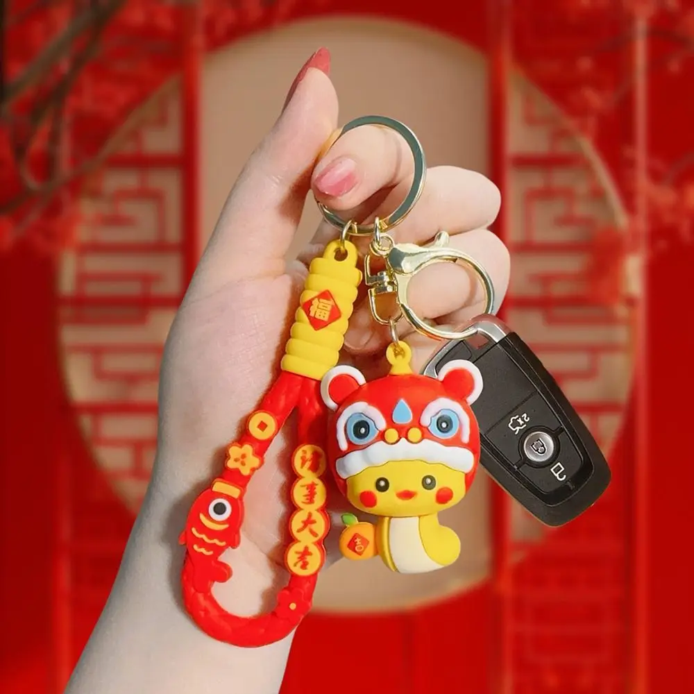 3D Snake Shape Cartoon Snakelet Keychain PVC 2025 Bag Pendant Year Of The Snake Good Lucky Key Chain Gift