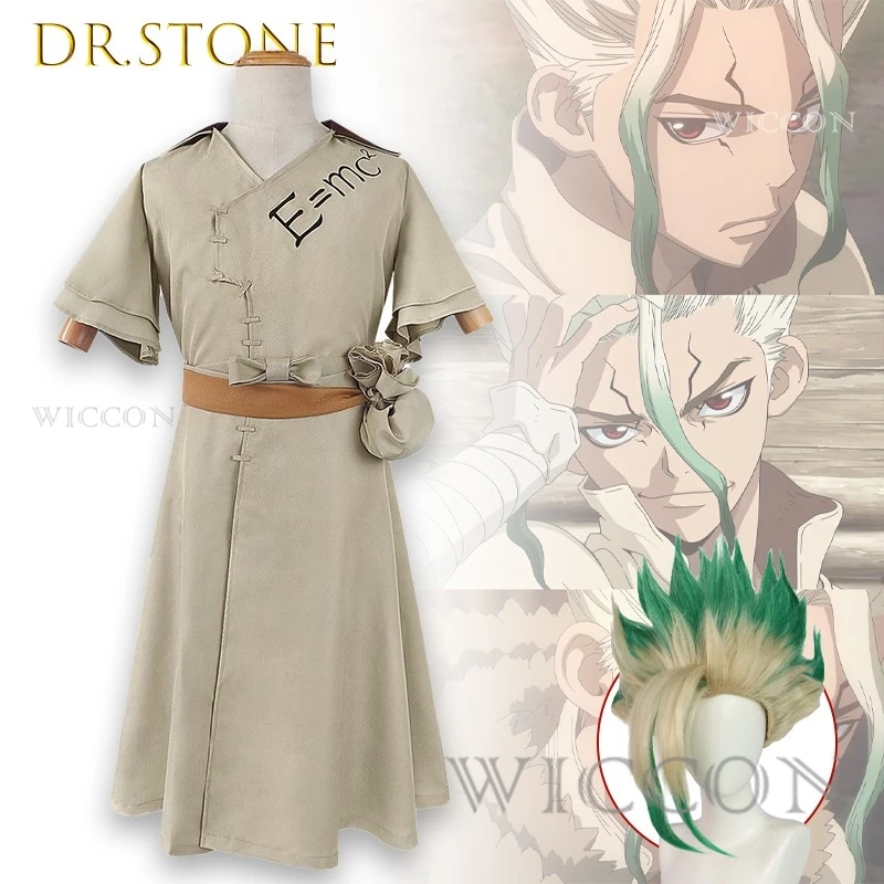 Dr. STONE Senku Ishigami-Disfraz de Anime para hombre, peluca + traje, Halloween, Navidad, Carnaval, juego de rol, ropa de cómic