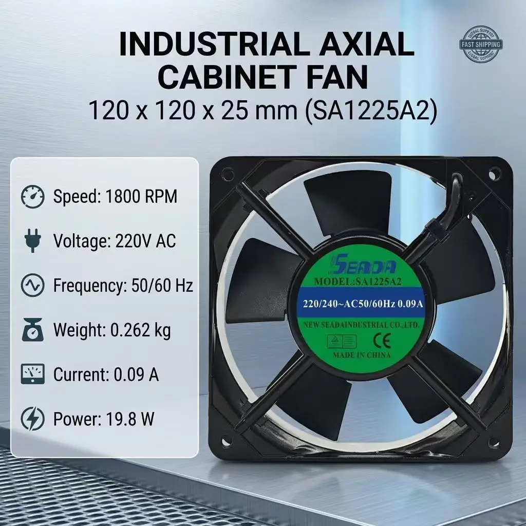 For SEADA SA1225A2 AC 220V 240V 0.09A 12025 120x120x25mm 1800RPM Metal Frame Dual Ball Bearing Server Inverter Case Cooler Fan