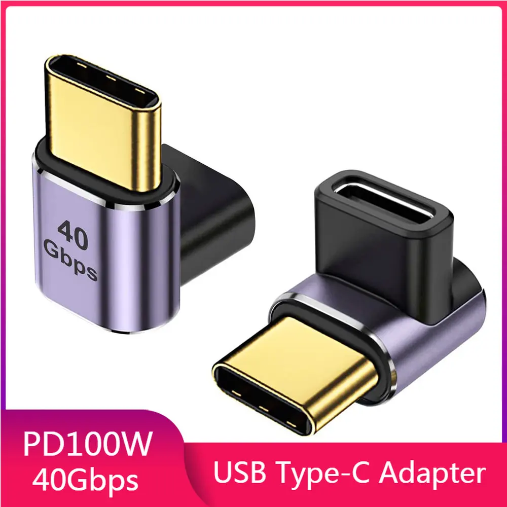 USB C Adapter 90 Degree USB-C Extender Right Angle 40Gbps PD 100W Fast Charging for Steam Deck Switch Laptop MacBook Tablet