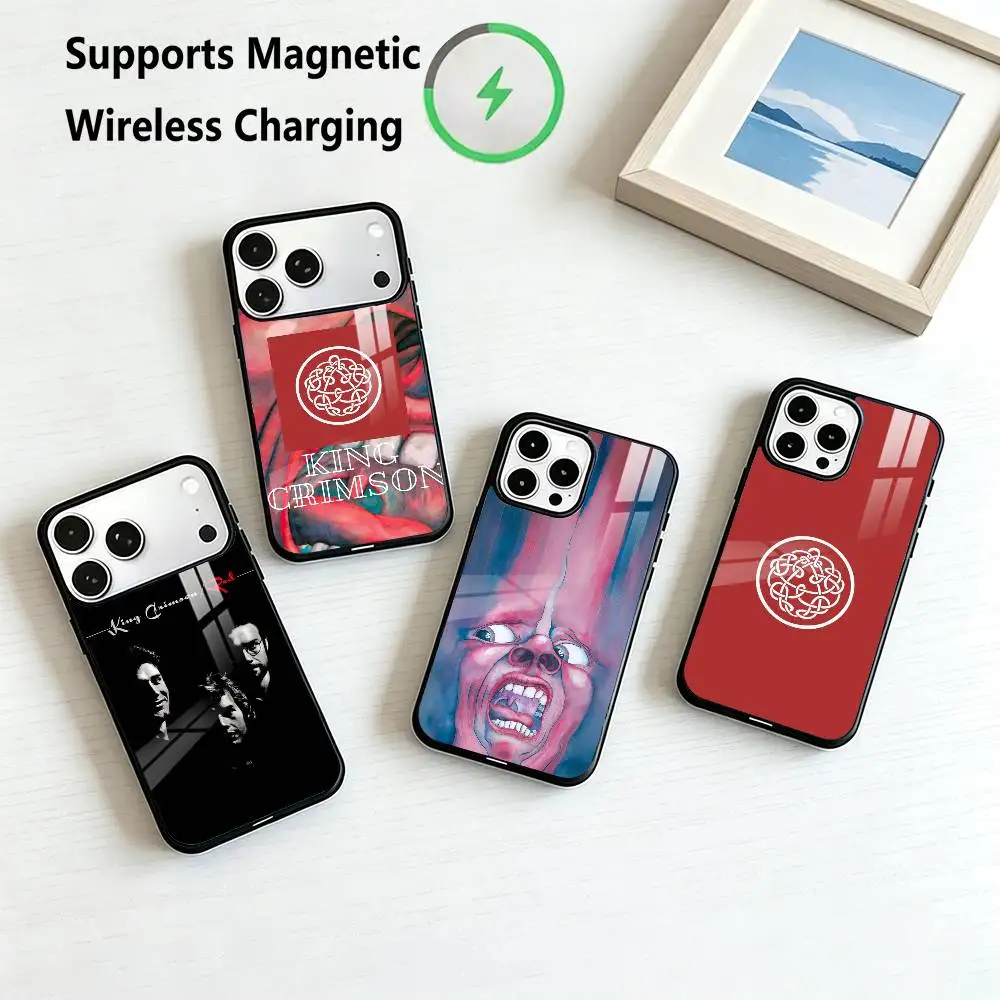 King Crimson-N Rock Band  Phone Case For iPhone17,16,15,14,13,12,11 Plus,Pro Supports Magnetic Wireless Charging Gift