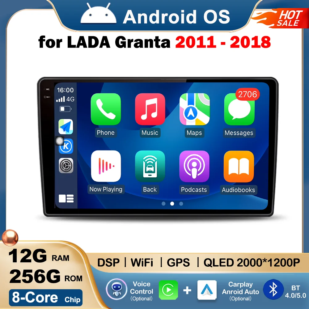 

for LADA Granta 2011 - 2018 Car Video Mulltmedia Player GPS Android OS Wireless Carplay DSP Stereo Touch HD Screen Accessories