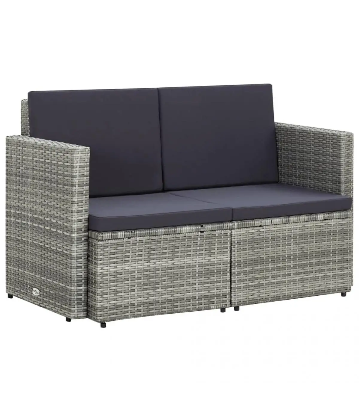 Outdoor sofas 2 seater garden sofa with gray synthetic rattan cushions